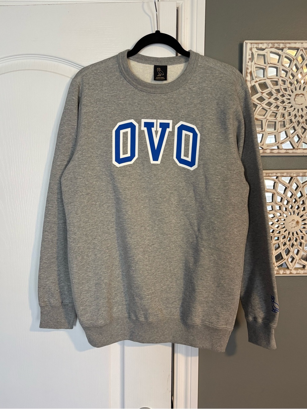OVO Grey Crewneck with Blue Lettering